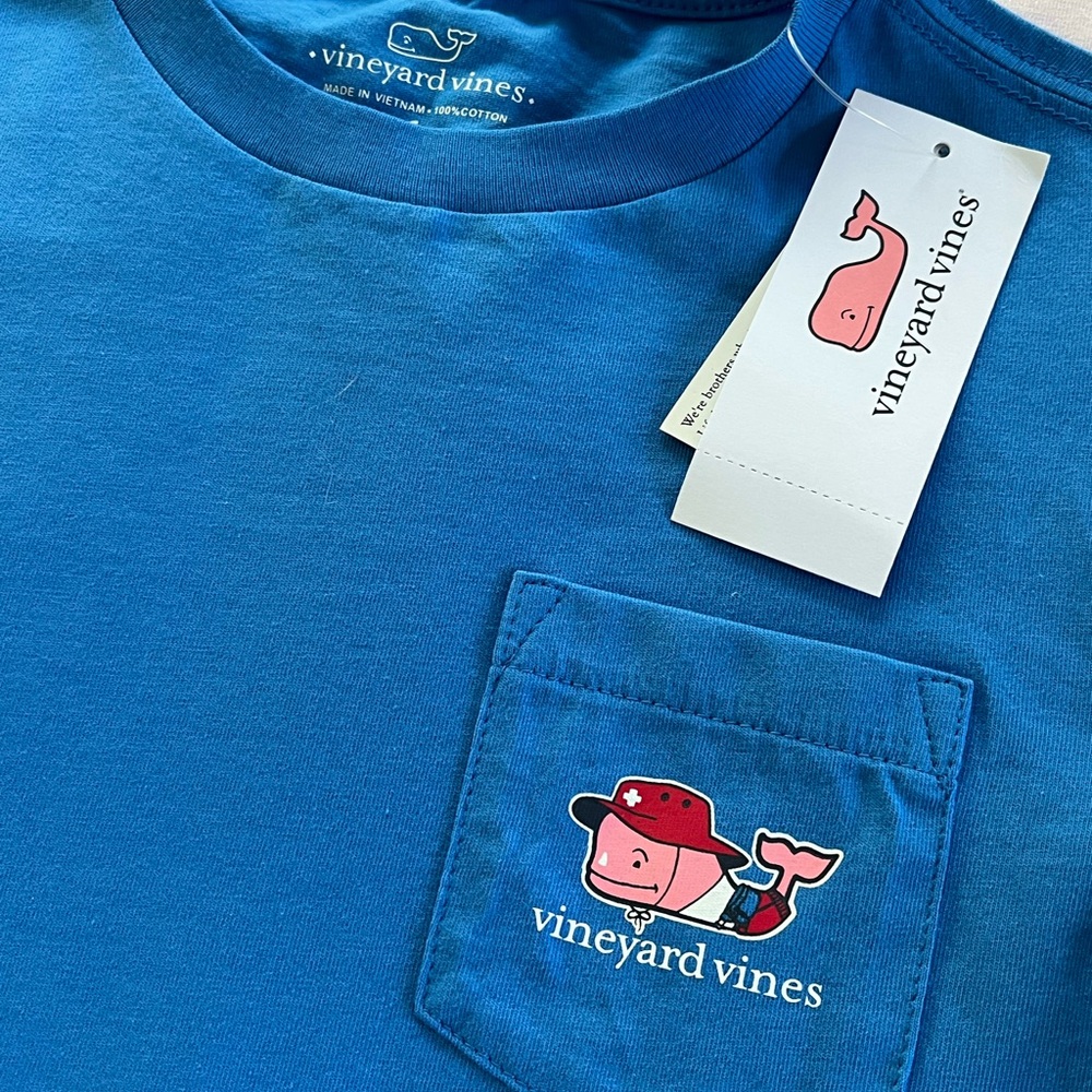 NEW Vineyard Vines Short Sleeve Lifeguard Whale Pocket Tee Hull Blue Size 6 - Picture 7 of 8